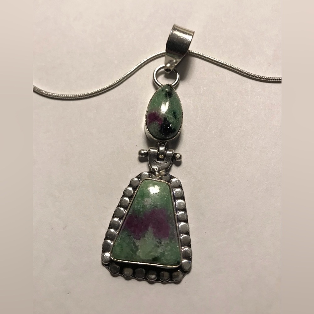 Ruby Zoisite 925 Sterling Silver Necklace